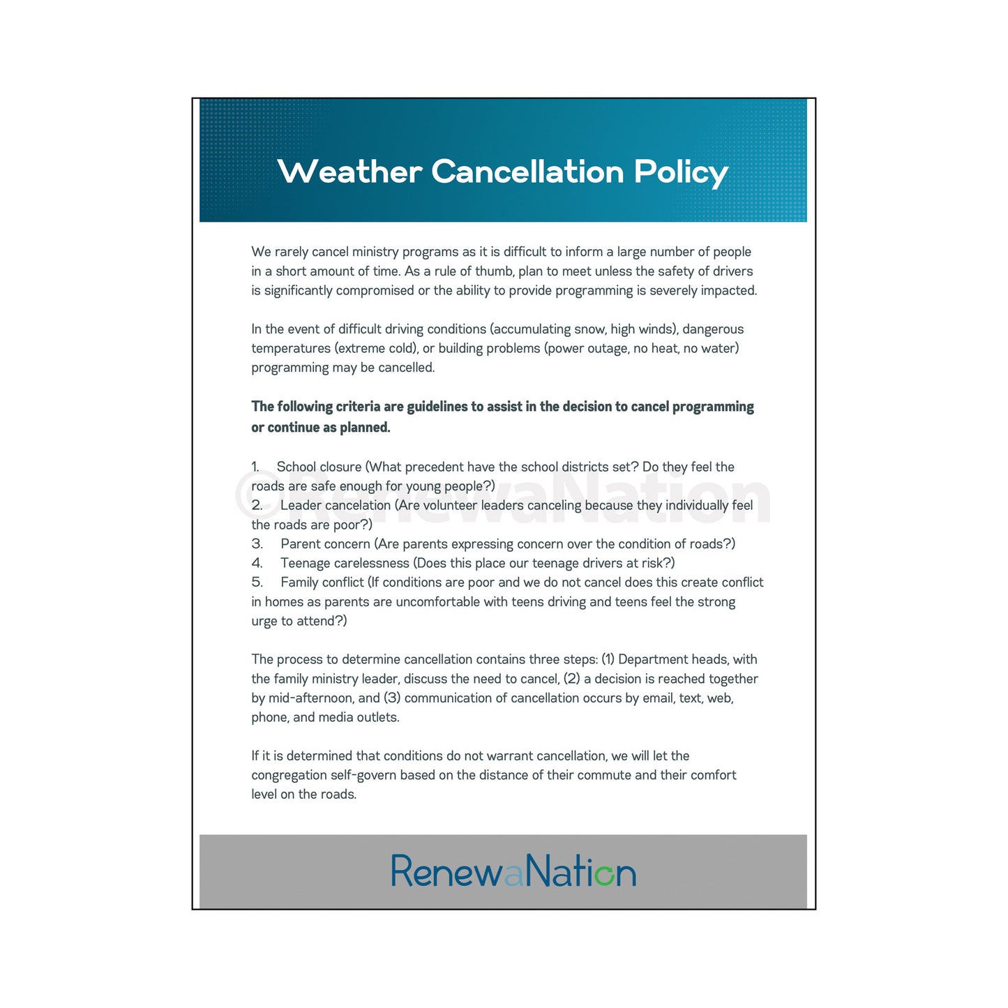 Weather Cancellation Policy