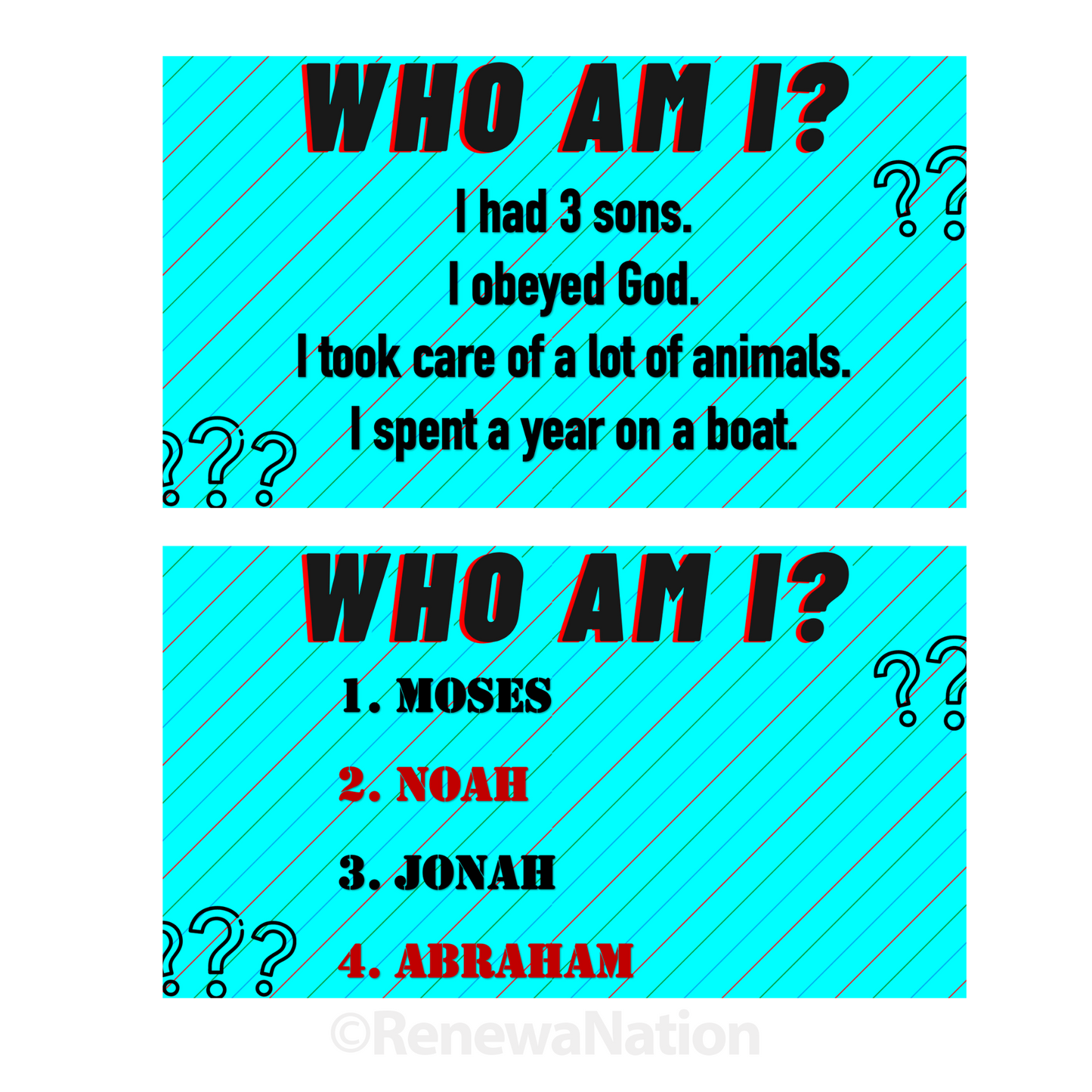 Who Am I? 4 Corners Bible Trivia Game